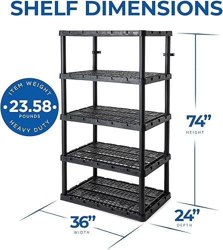 Miniatura 3 de Gracious Living Knect-A-Shelf - Unidad de almacenamiento de 5 estantes ventilada extra resistente 24 x 36 x 72 pulgadas sistema organizador para el