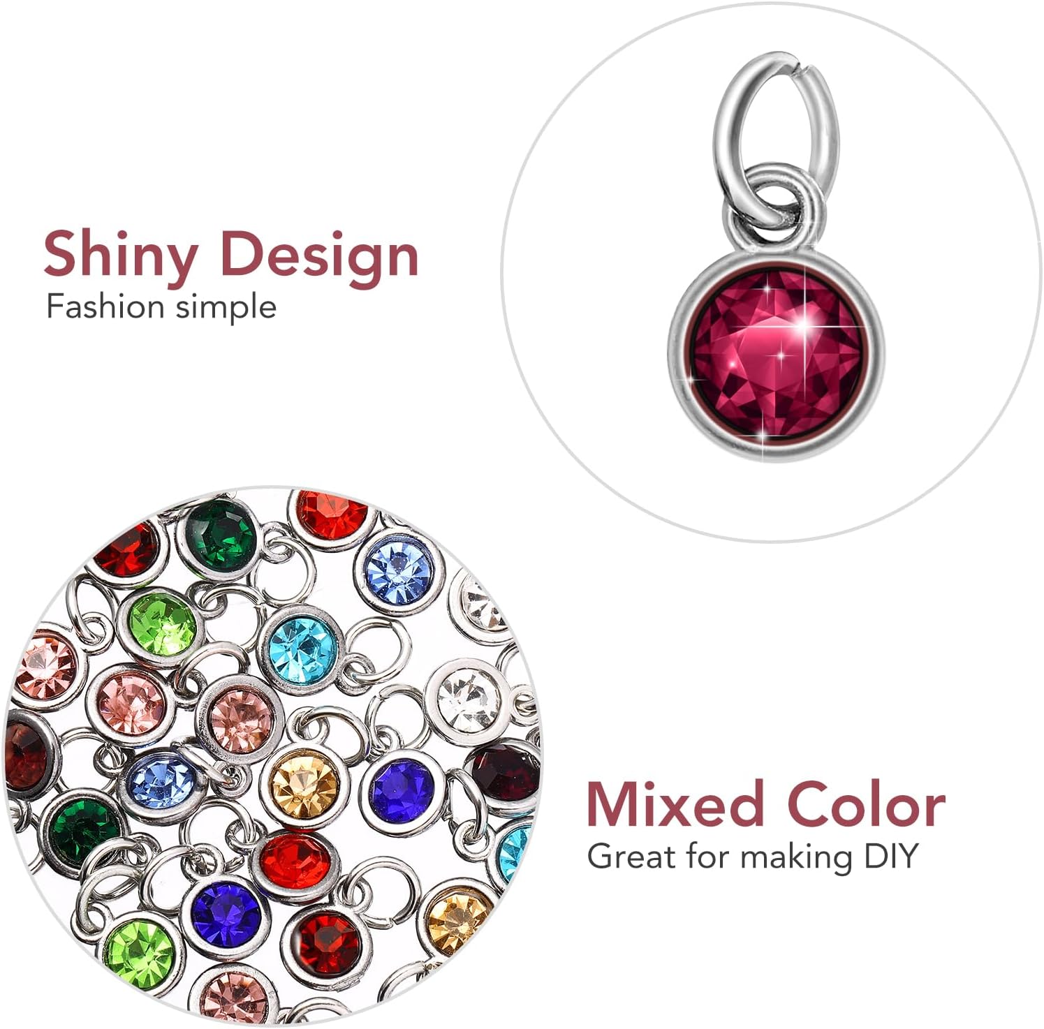 24pcs Stainless Steel Crystal Birthstone Charms - Jewelry Making Pendants for DIY Necklace Bracelet (Mixed Color) - Image 7