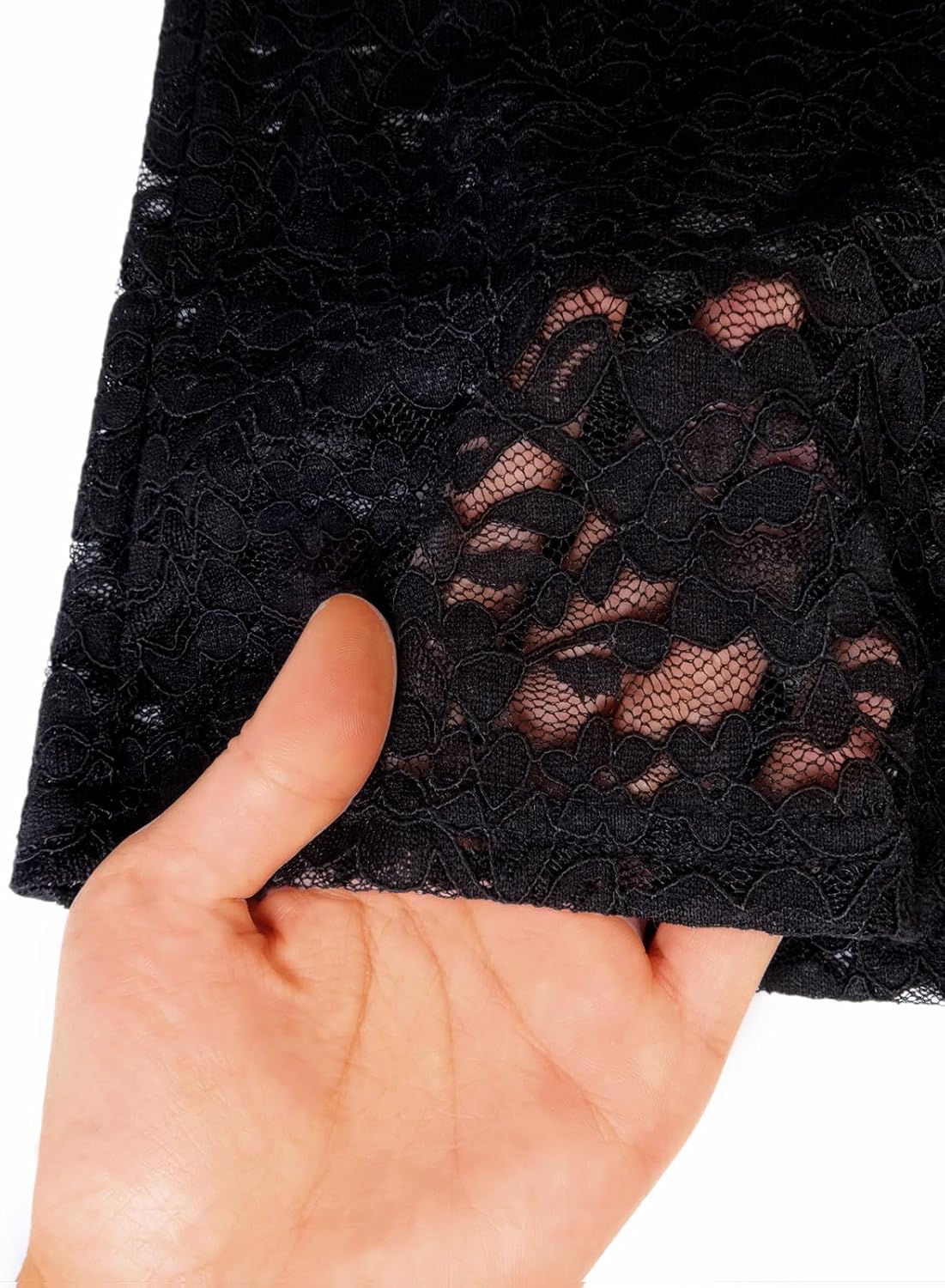 Lace Flare Pants for Women, See Through Mini Bell Bottom Black Sexy Sheer Leggings High Waisted Club Party Trousers - Image 4