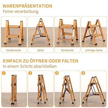 Scala A Pioli KULACO 3 Gradini | Pieghevole In Alluminio | Portatile E Antiscivolo