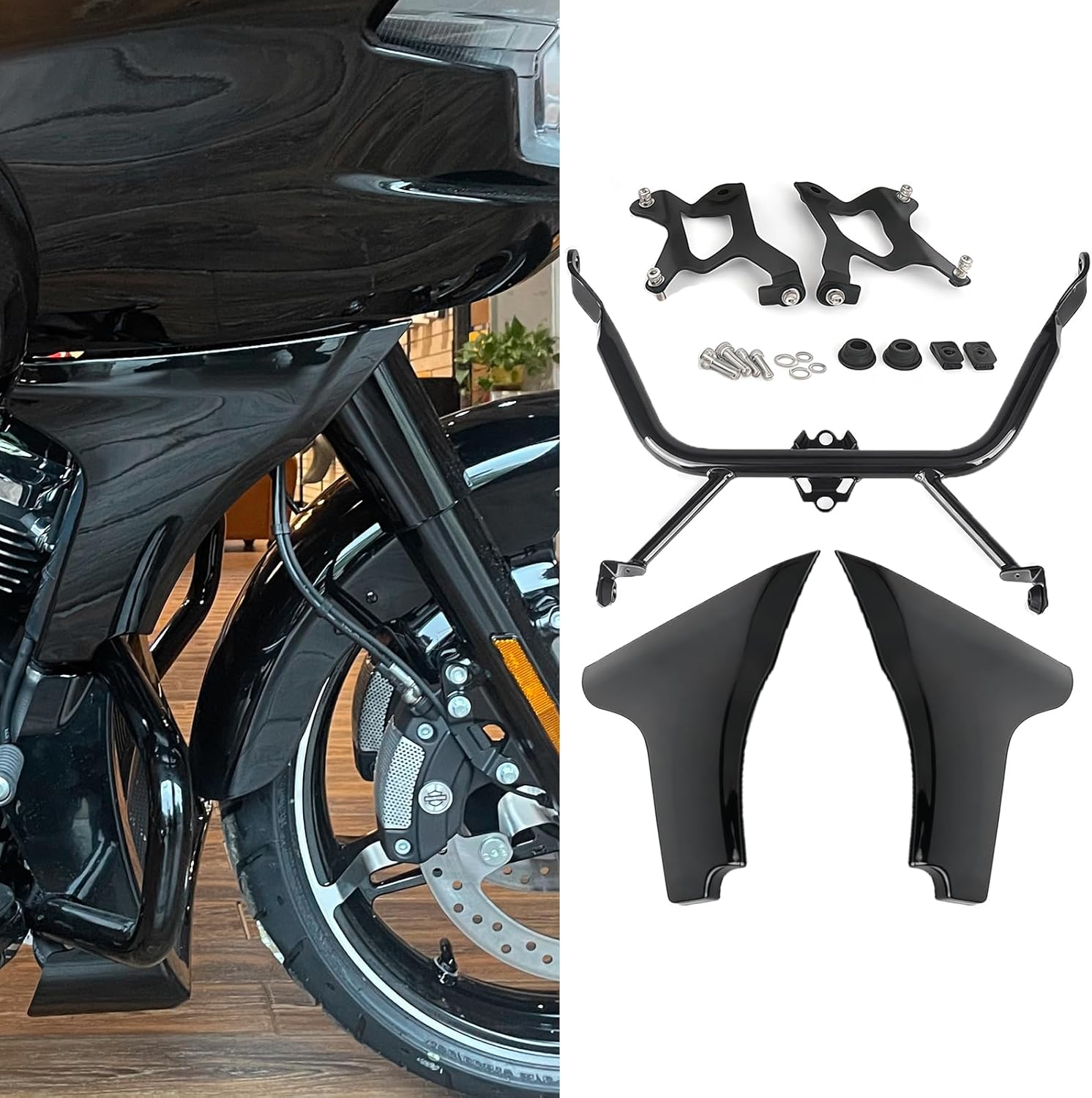 Side Fairing Panel with Bracket Kits for Touring CVO Road Glide ST FLTRXSTSE 2024 FLTRXSE 2023 Accessories Motorcycle Unpainted/Bright Black Sides Panels Fairing Protection Covers