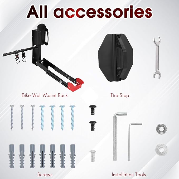 Soporte de pared para bicicleta, plegable, antideslizante, hasta 70 lb miniatura 7