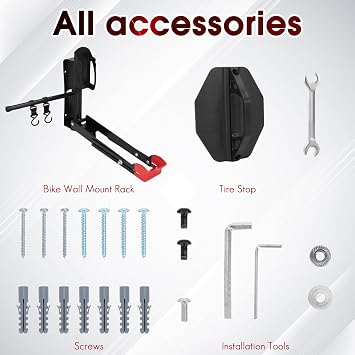 Bike Wall Mount Rack - Heavy-Duty Foldable Vertical Bicycle Storage with Hooks, Space Saving Wall-Mounted Organizer for Mountain/Road/Kids Bikes - Anti-Scratch & Tool-Free Install, Holds 70lbs