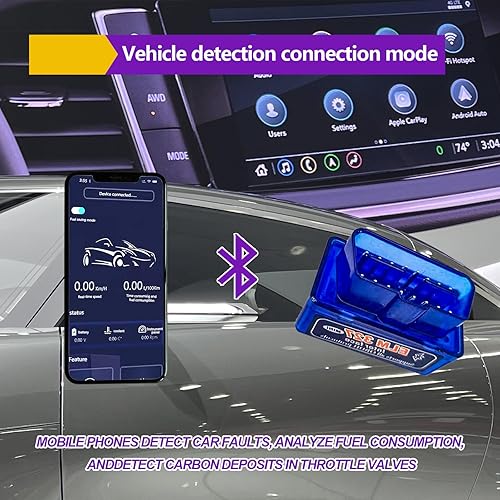 Miniatura 5 de Mini escáner de diagnóstico automático para automóvil ELM327 OBDII, herramienta de escaneo profesional con Bluetooth y lector de código compatible
