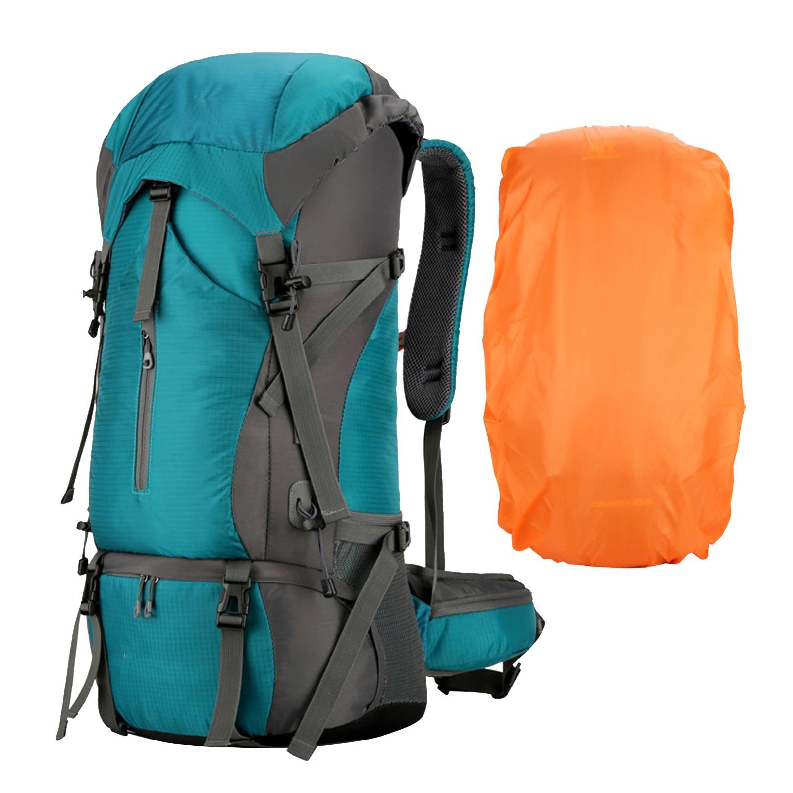Plecak podróżny, 70 l, plecak turystyczny, torba kempingowa, wyściełany składany plecak turystyczny, ergonomiczny, oddychający plecak outdoorowy z regulowanymi paskami na ramię do trekkingu