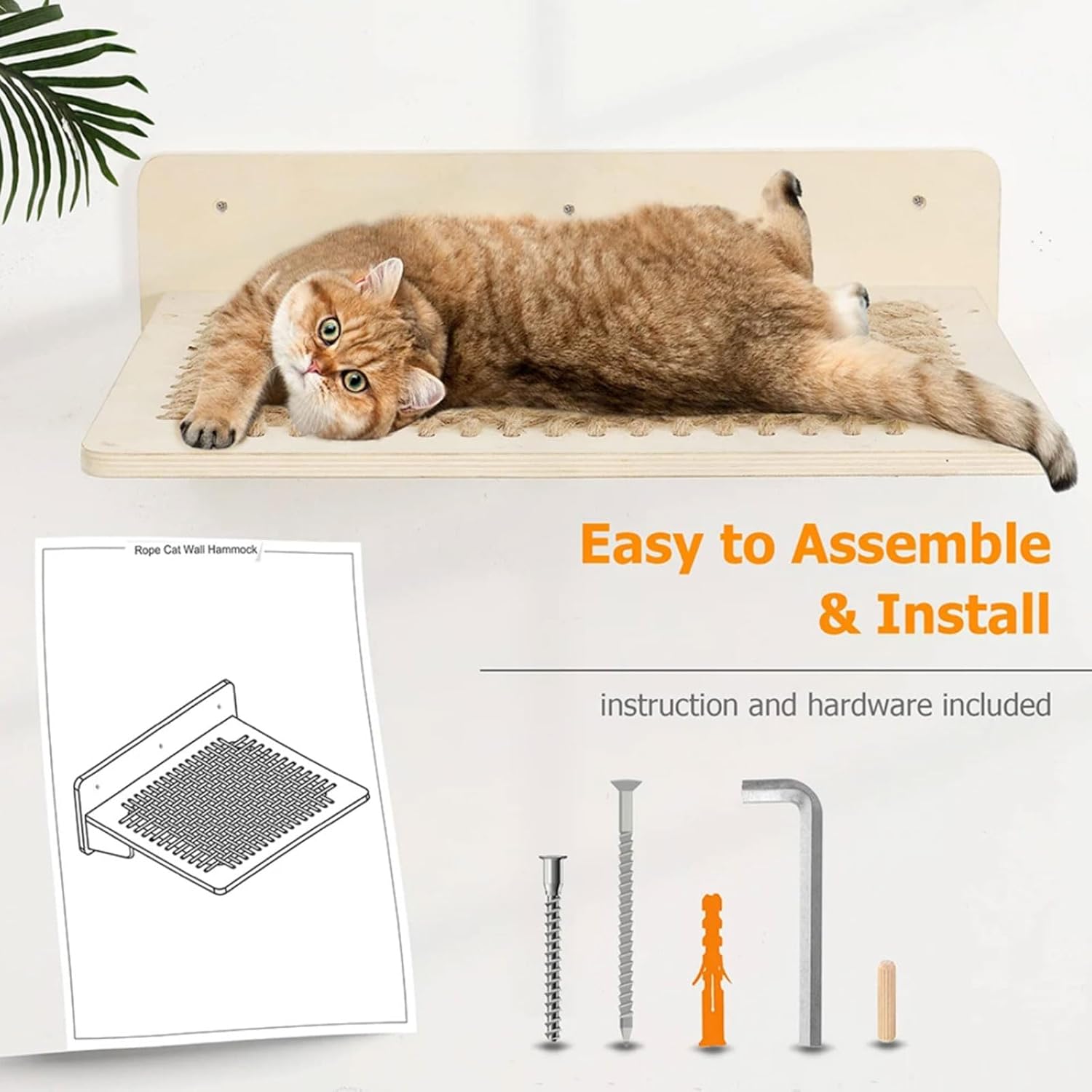 Space Saving Cats Hammock Wall Shelf Cats Window Wall-Mounted Hammock for Sleep Playing Lounges Furniture