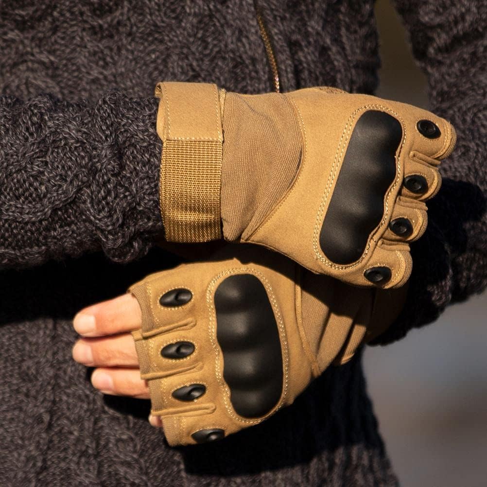 Walker and Hawkes - Anti-slip Fingerless Knuckle Guard Outdoor Shooting Sports Gloves