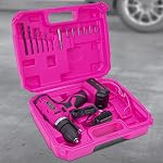 Monika 12V Pink Lithium Cordless Drill Bit Set Kits Screw Bits Sockets 18+1 Torque Setting, LED Light, Electric Power Drill Driver for Home, Office DIY and Wall Drilling, Wood, Metal W/Battery