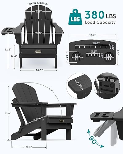 Miniatura 158 de SERWALL - Silla plegable Adirondack para patio, jardín, exterior, resistente a la intemperie, sillas para hoguera, color naranja