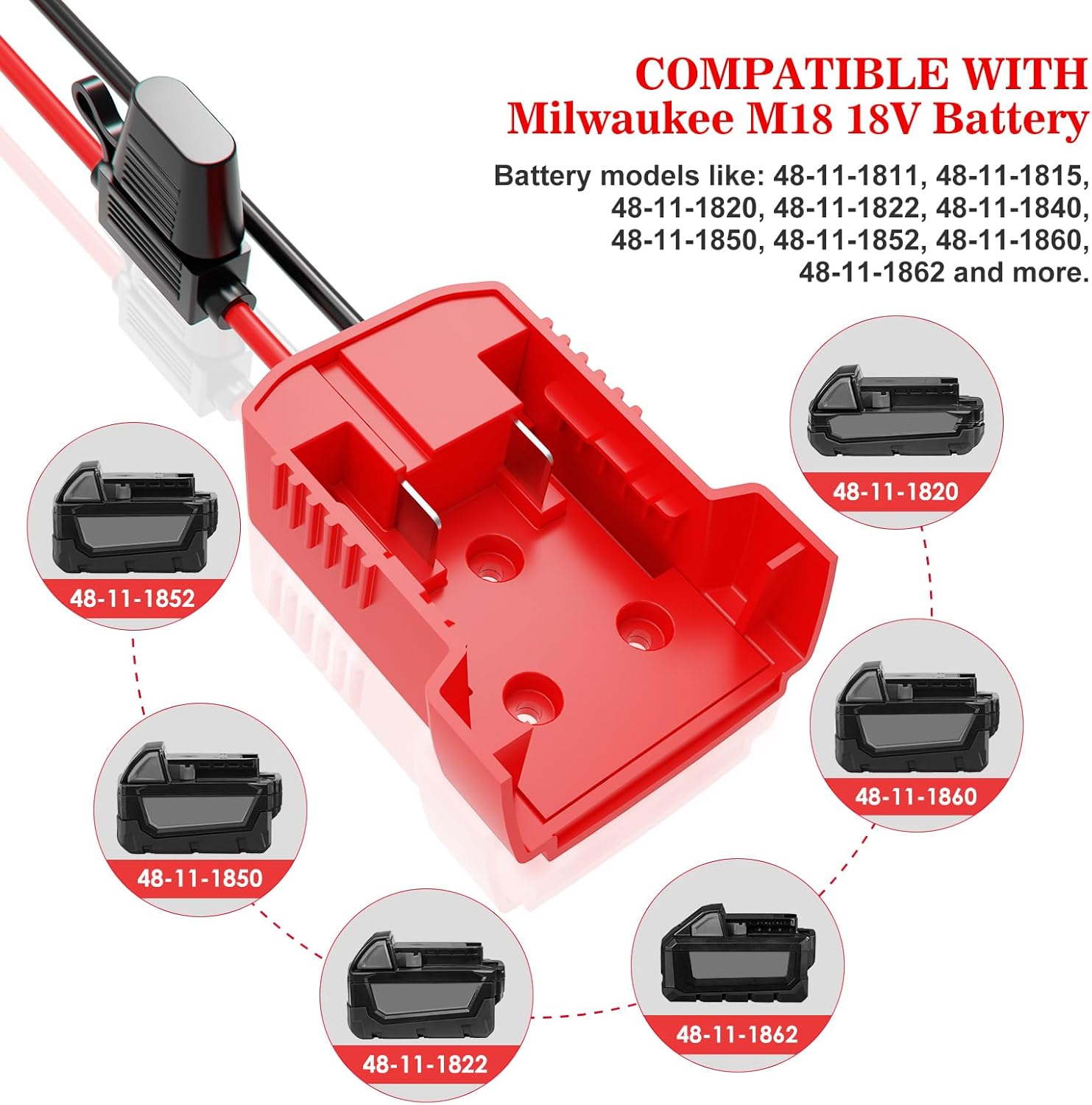 Power Wheel Adapter for Milwaukee M18 18V Battery, Power Wheels Adapters Converter Kit with Fuses & Wire Terminals, 12AWG Wire, Power Connector for DIY Rc Car Toys, Toys Robotics and Rc Truck (4 Pack) - Image 4