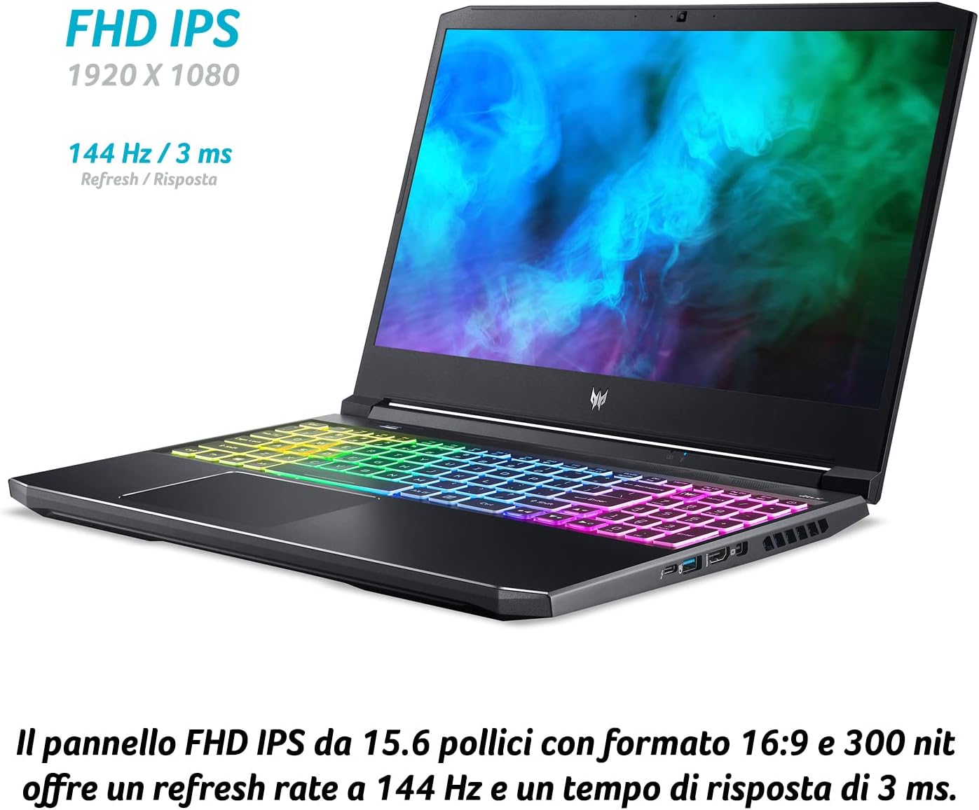Predator Helios 300 PH315-54-725M Notebook Gaming, Processore Intel Core i7-11800H, Ram 16 GB DDR4, 512 GB PCIe SSD, Display 15.6 FHD IPS 144 Hz, NVIDIA GeForce RTX 3070 8 GB, Windows 11 Home Predator Helios 300 PH315-54-725M Notebook Gaming, Processore Intel Core i7-11800H, Ram 16 GB DDR4, 512 GB PCIe SSD, Display 15.6 FHD IPS 144 Hz, NVIDIA GeForce RTX 3070 8 GB, Windows 11 Home