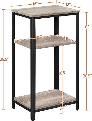 Miniatura 12 de Yaheetech Juego de 2 mesas auxiliares altas de 16 x 12 x 29.5 pulgadas con estantes de madera fuertes, 2 mesas telefónicas delgadas de 3 niveles con