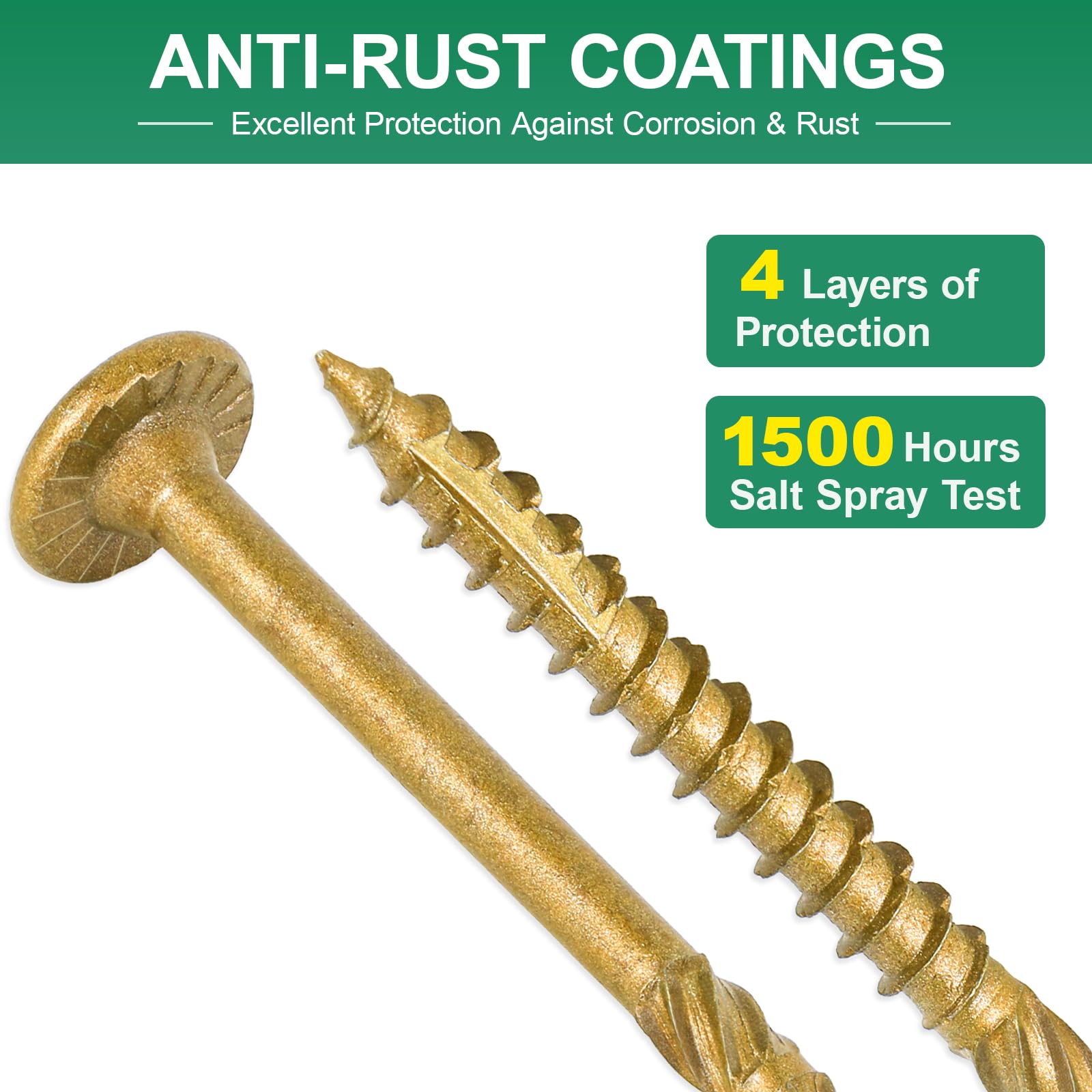 FMhotu Juego de tornillos de madera para exteriores de 2-7/8 pulgadas, 250 tornillos de cubierta de accionamiento estrella, tornillos de madera resistentes a la corrosión para madera/troncos/madera de