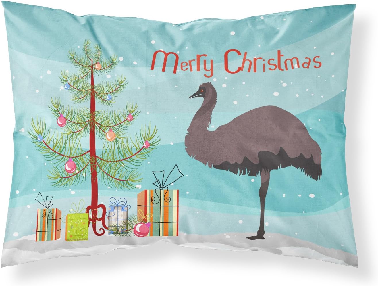 Caroline's Treasures BB9190PILLOWCASE Ankole-Watusu Cow Christmas Fabric Standard Pillowcase, Teal Lightweight Super Soft Easy Care Decorative Artwork Pillowcase, Standard
