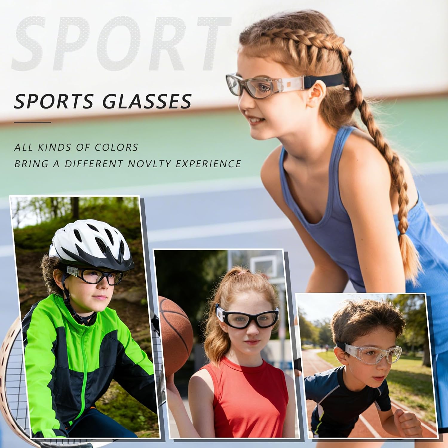 Kids Sport Safety Goggles,Sports Protective Eyewear,Boy Basketball Football Goggles Replaceable Prescription Lenses