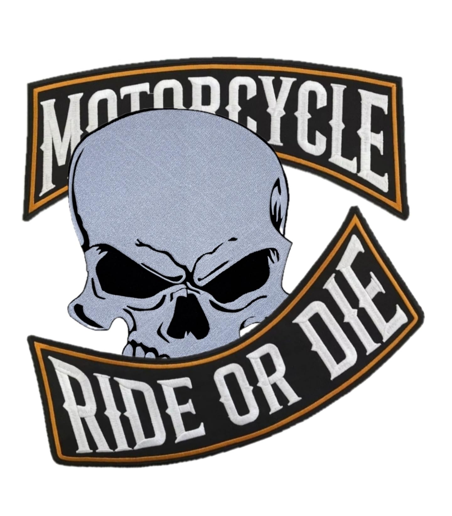 Set 2 Toppe ricamate Biker " Motorcycle | Ride Or Die " + Teschio Vampiro Termoadesive per gilet e giubbotti moto, per decorare giacche da moto, accessori abbigliamento, fai da te. (SetVampire)