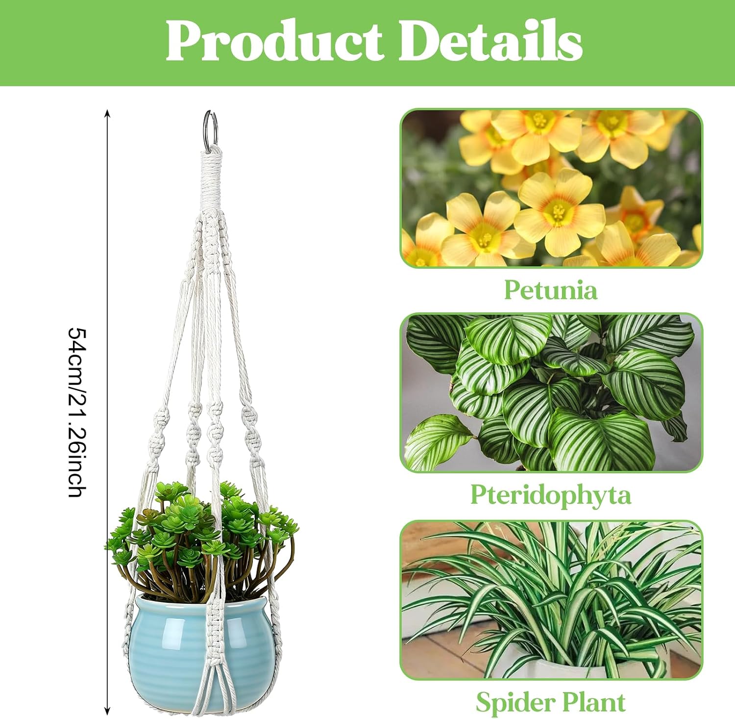 Thinp 3 Pack Macrame Plant Hanger Indoor Hanging Plant Holder with Decorative Wood Beads 21 Inch No Tassels Hanging Planters for Indoor Plants Boho Home Decor (Pots Not Included)