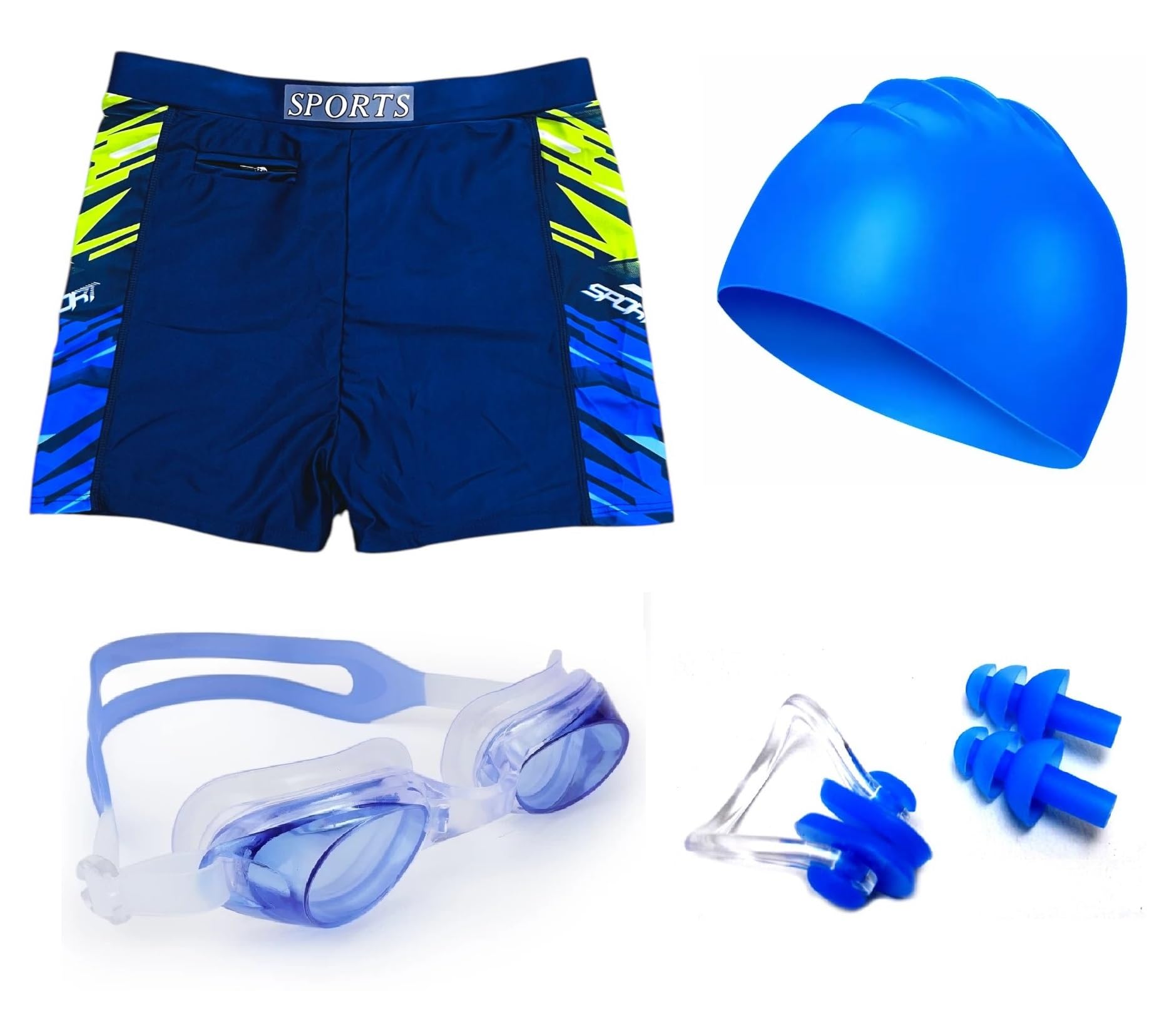 Morex Men's Swimming Shorts Trunk with Goggles and Cap Set, Swimwear Swimming Costume for Mens