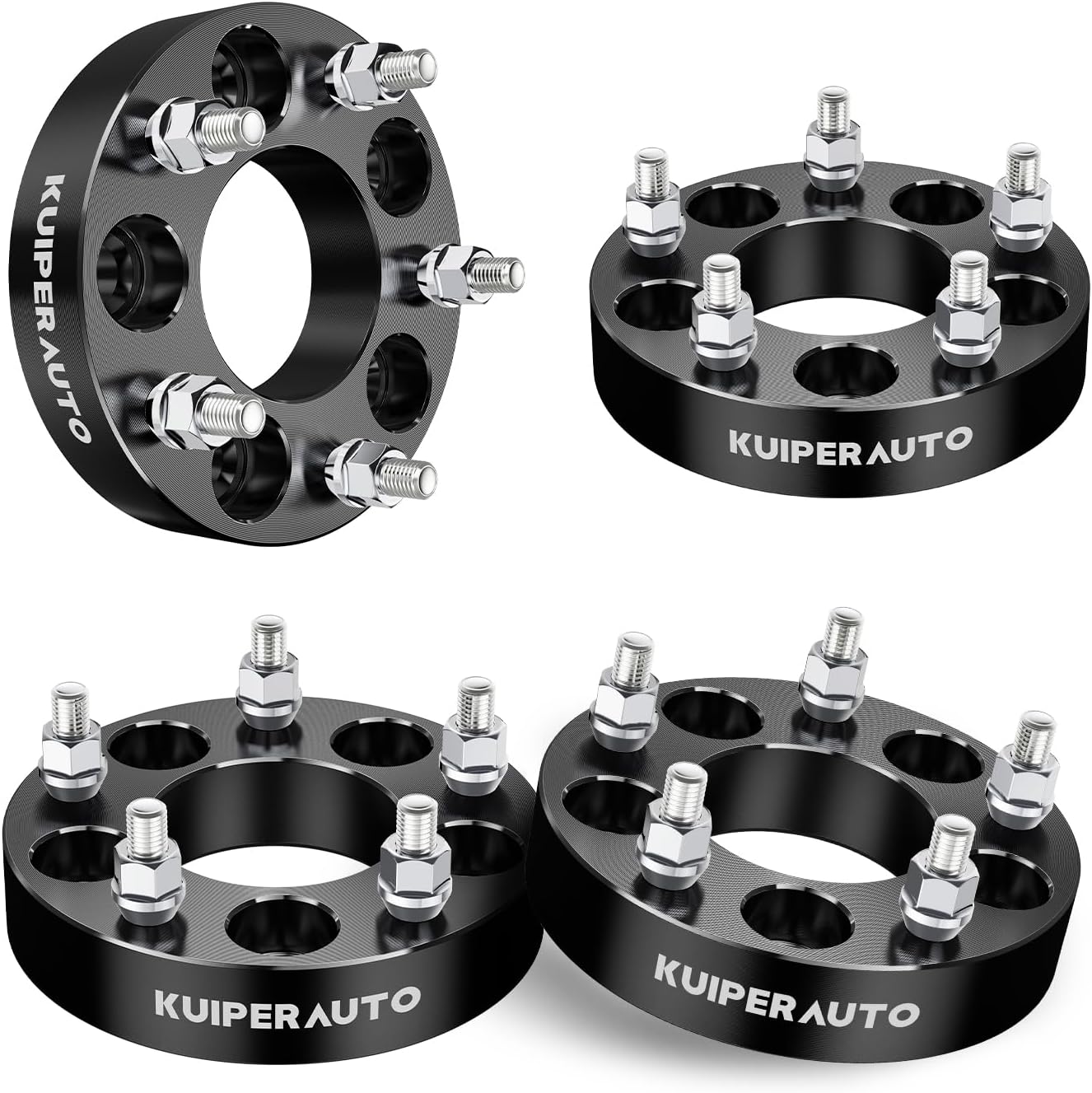 5x4.5 to 5x5 Wheel Spacers, 1.25 inch 5X114.3mm to 5x127mm Forged Wheel Adapters Compatible for 1987-2006 Jeep Wrangler, 1/2"-20 Studs 71.5mm Center Bore 4PCS Black