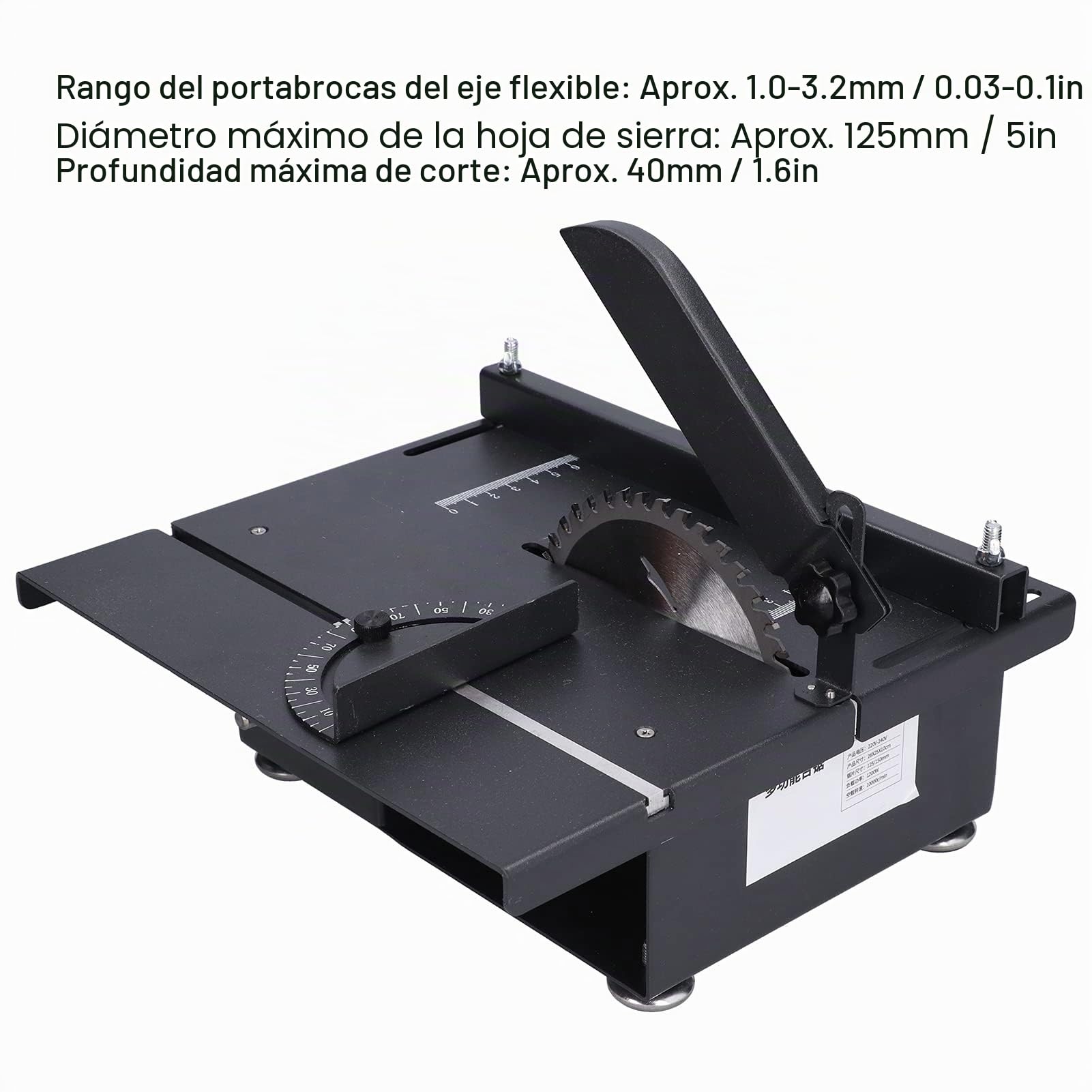 ViaGasaFamido mini mesa sierra multifuncional 1200W, sierra de corte y pulido, ángulo ajustable 0-90°, para madera y metal, con enchufe UE 220V, herramienta eléctrica versátil y potente