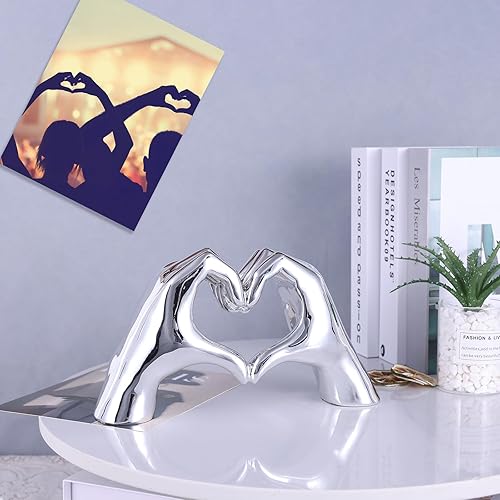 Miniatura 8 de Estatua de dedo de amor galvanizada, escultura en forma de corazón, decoración de arte moderno, decoración creativa de mesa de boda y hogar en