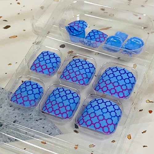 Miniatura 281 de Uñas postizas a presión con diseños de diamantes de imitación, uñas postizas reutilizables de cobertura completa con pestaña adhesiva, uñas postizas
