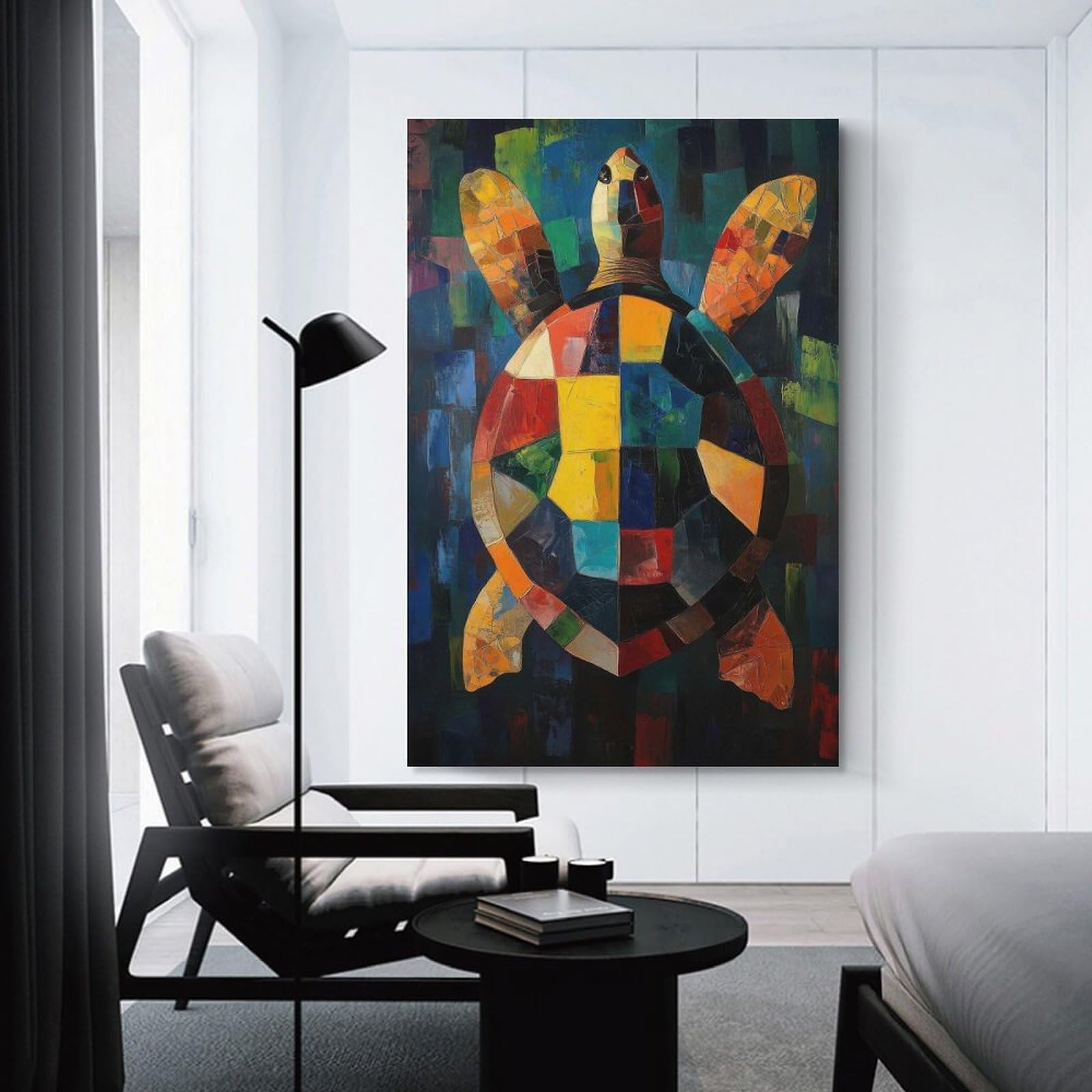 Junmoney Canvas Wall Decor Sea Turtle Oil Painting, 24x36inch(60x90cm), for Living Room, Bedroom, Office Or Hallway, Decorative Artwork with Broad Appeal