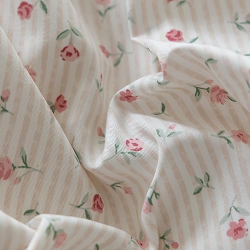 Miniatura 7 de Funda de edredón blanca, tamaño Queen, estilo jardín, funda de edredón de flores rosas, 100% algodón, funda de edredón floral 1 funda de edredón