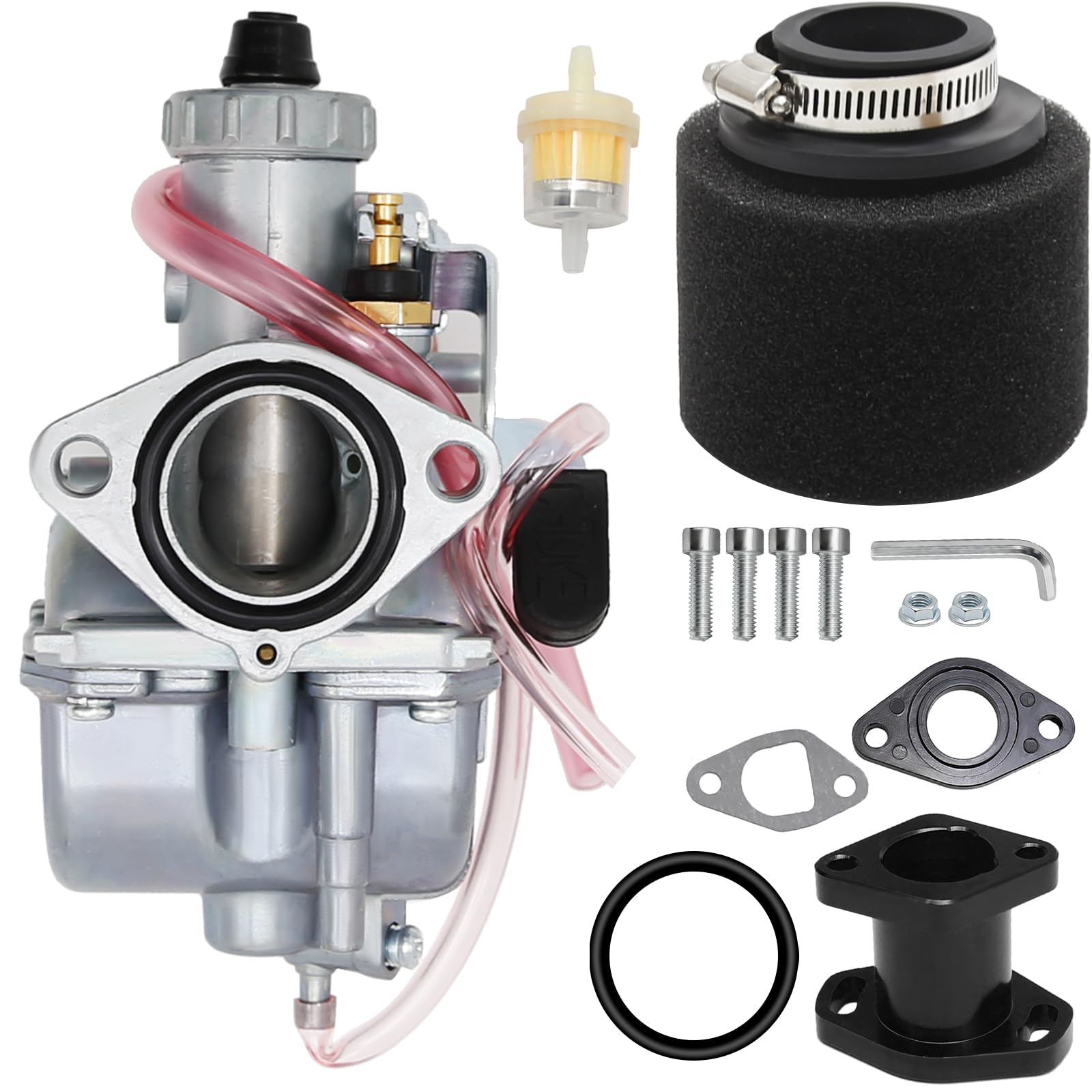 Anxingo VM22 26mm Carburetor Replacement for Predator 212cc 6.5 HP Engine, GX200 Carburetor Replacement for Powersports BK200 BT200X CT200U KT196 with Mainfold Intake Inlet Pipe Air Filter