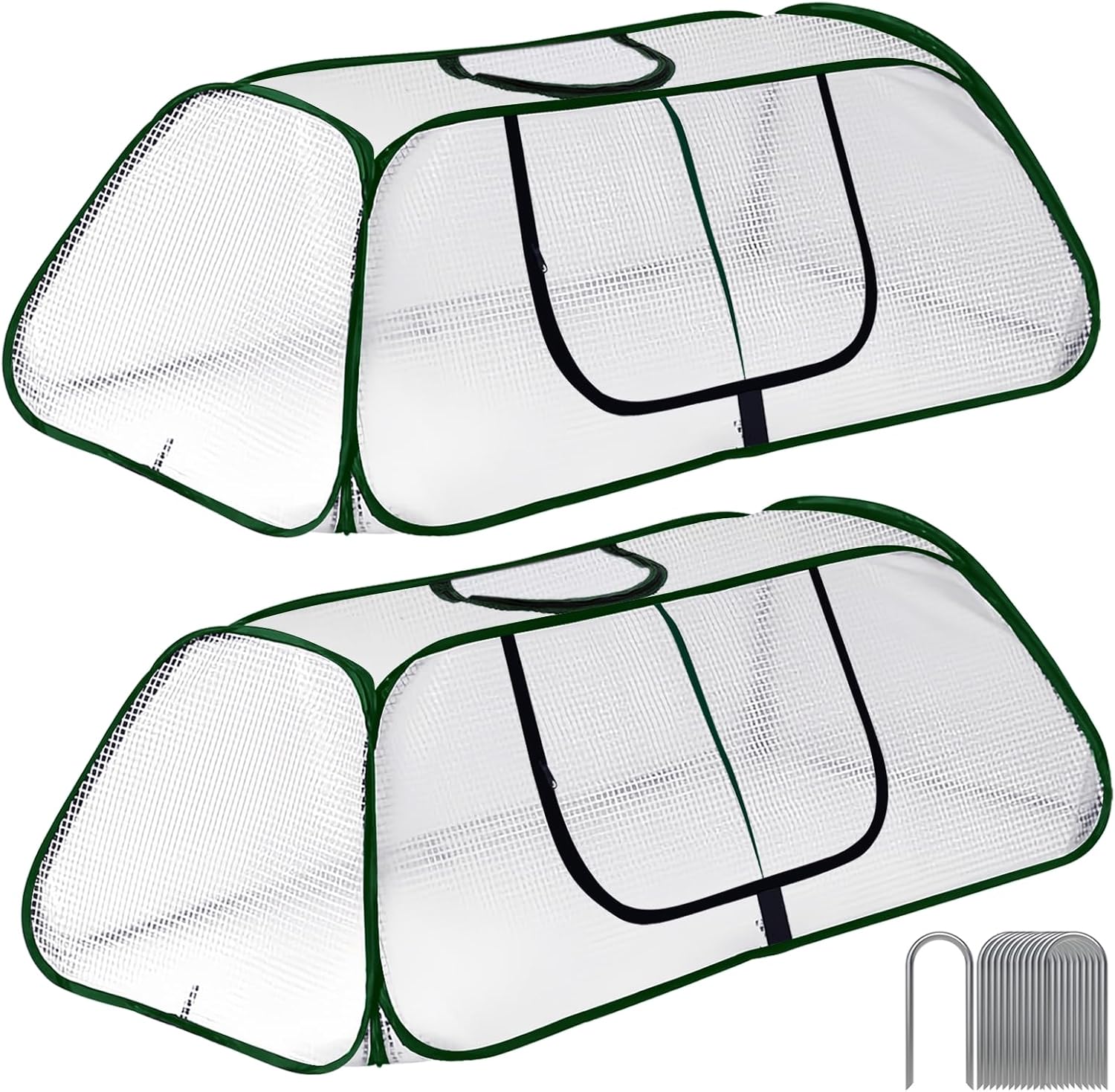 Garden Rows Accelerator Plants Cover-Garden Greenhouse with Roll-up Zipper Door,Thicker PE Cover for Indoor Outdoor Vegetable Fruits Rows - 45" L x 22" W x 16" H (White, 2 Pack)