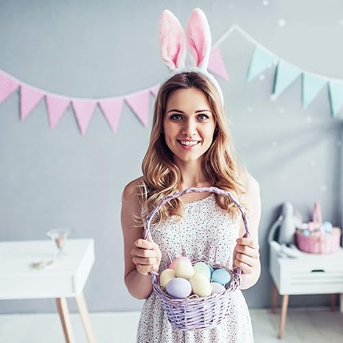 Miniatura 2 de Lurrose Juego de cosplay de orejas de conejo, diadema de felpa con orejas de conejo de Pascua con cola y corbatín, juego de diademas de orejas