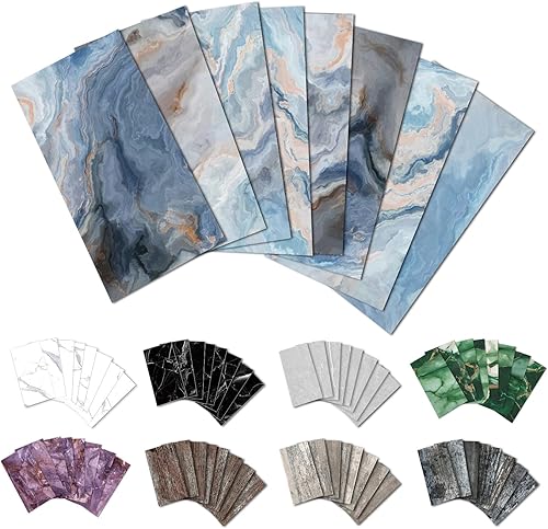 Vista 11 de URCOLOR 32 unidades de azulejos de PVC para pelar y pegar, 4 x 8 pulgadas, rústico blanco pizarra en azulejos para cocina, baño, lavadero, caravana