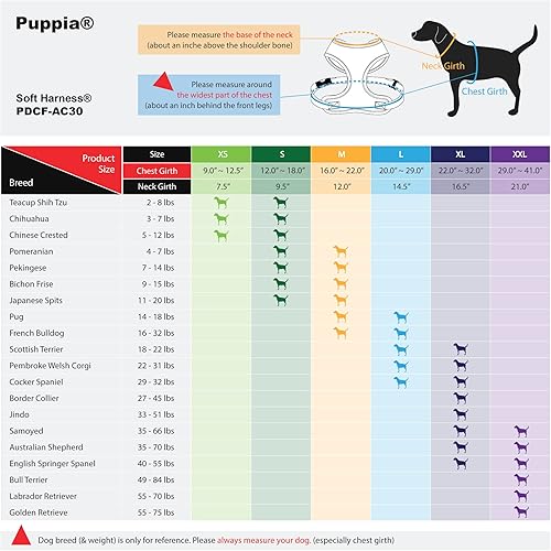 Miniatura 6 de Arnés suave para perro Puppia, azul marino, grande (PDCF-AC30-NY-L)