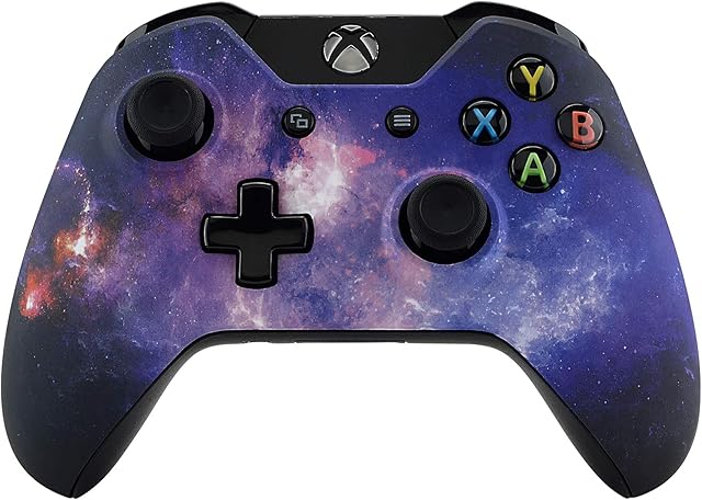 eXtremeRate Nebula Galaxy Patterned Faceplate Cover, Soft Touch Front Housing Shell Case, Comfortable Soft Grip Replacement Kit for Standard Xbox One Controller Model 1537/1697