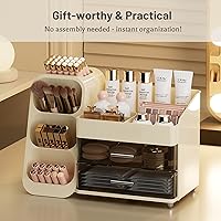 Vista 6 de Aveniee Makeup Organizer with Drawers, Large Bathroom Countertop Storage for Vanity, Cosmetic & Skincare Display Case for Brushes, Perfumes