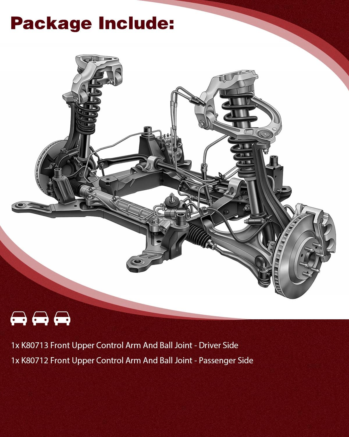 Front Upper Control Arm And Ball Joint Fit for ford Expedition 5.4L 2003 2004 for ford Expedition 4.6L 2003 2004 for Lincoln Navigator 5.4L 2003 2004, K80713 K80712 Suspension Kit (2Pcs)