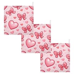 YETTASBIN Pink Bow Heart Muslin Baby Hand Washcloths Soft Cotton Bath Face Towel 4 Layers Extra Absorbent Feeding