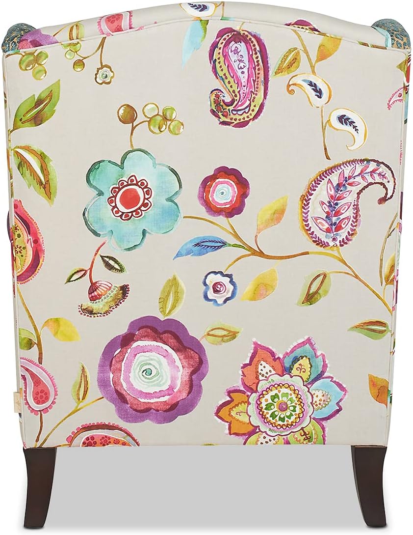 Jennifer Taylor J T Home Ayla Boho Chic Wingback Accent Arm Chair, Floral & Leopard, Blue-Teal & Purple Velvet