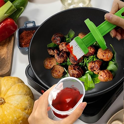 Miniatura 6 de Daily Treasures Paquete de 2 botellas de vidrio de aceite de oliva con boquilla precisa mejorada de 3.4 fl oz con botella de cepillo de aceite,