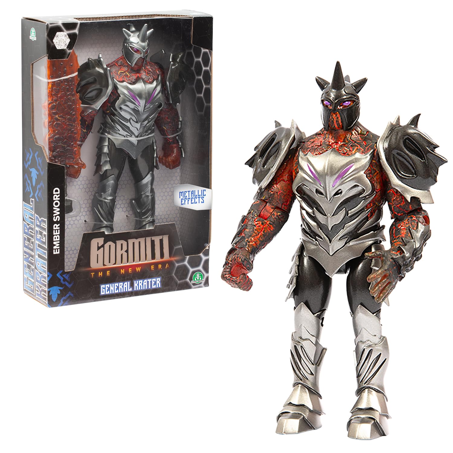 GORMITI THE NEW ERA, Villain General Krater Enemy, 27 cm Articulated Action Figure, Rival with Bracelama Weapon, For Children From 4 Years Old