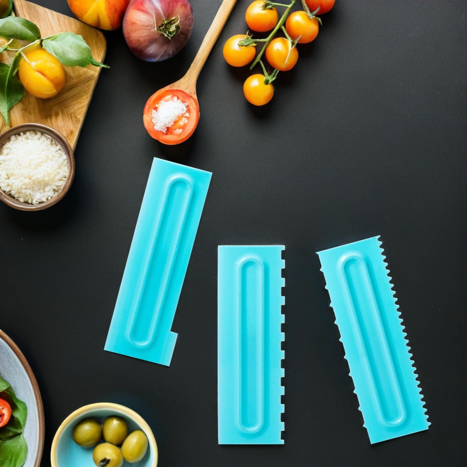 9piezas Raspador de Pasteles Alisador de Glaseado Herramienta para Alisar Fondant Raspador de Pasteles de Plástico para Hornear Postres de Cumpleaños