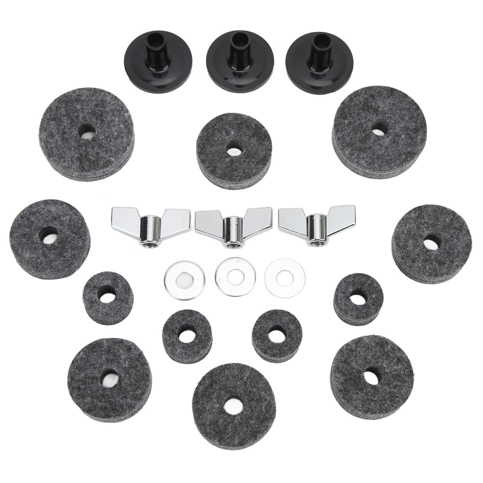 AMONIDA Accessoires de Rechange en Feutre Solide et Durable pour Kits de Batterie, Rondelles et écrous Inclus pour Coupelle D'embrayage Hi Hat, Convient à la Plupart des Batteurs (GRAY)