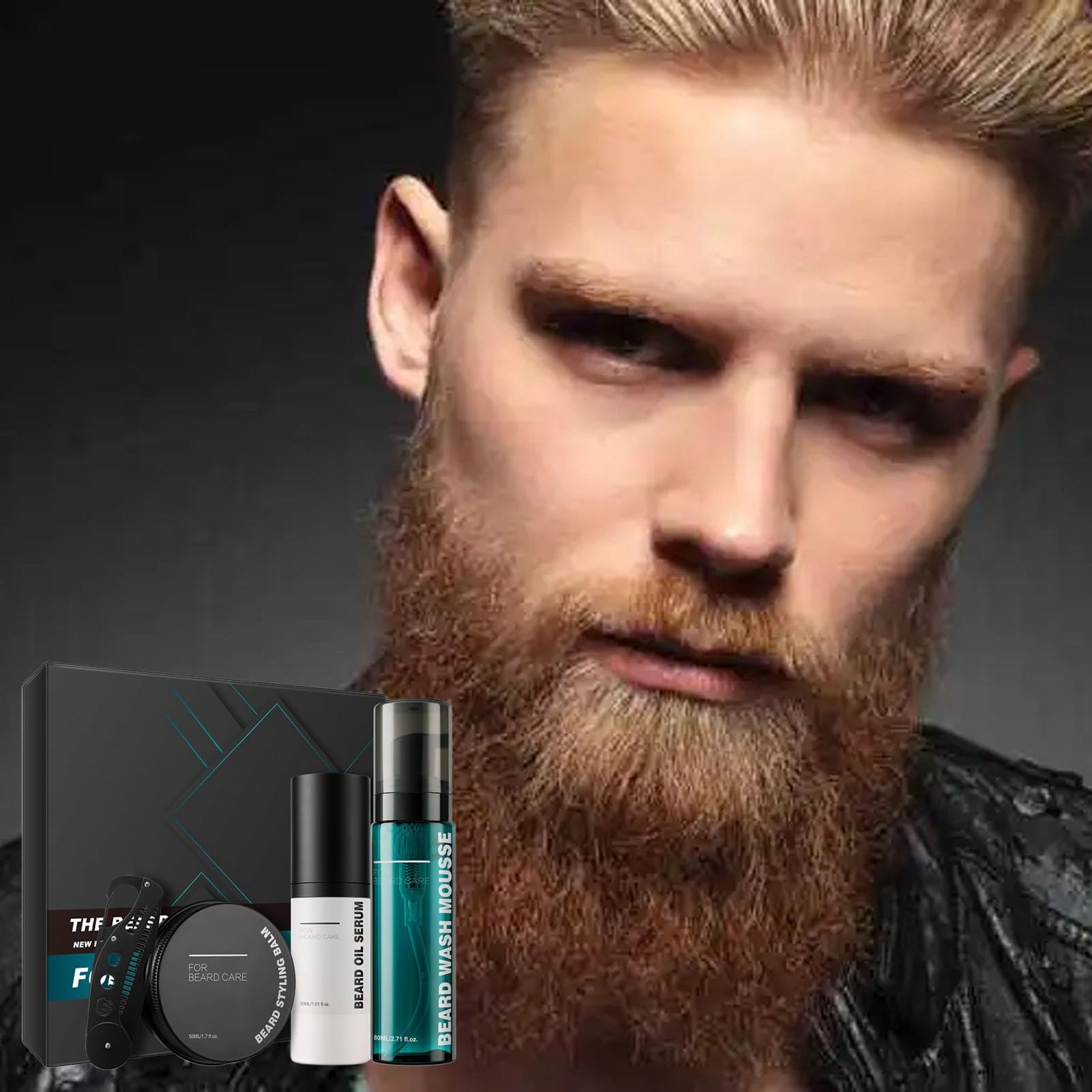 Kit professionale per la cura della barba, set regalo completo per marito | include olio da barba, balsamo, pettine, e spazzola, per la toelettatura degli uomini di alta qualità per