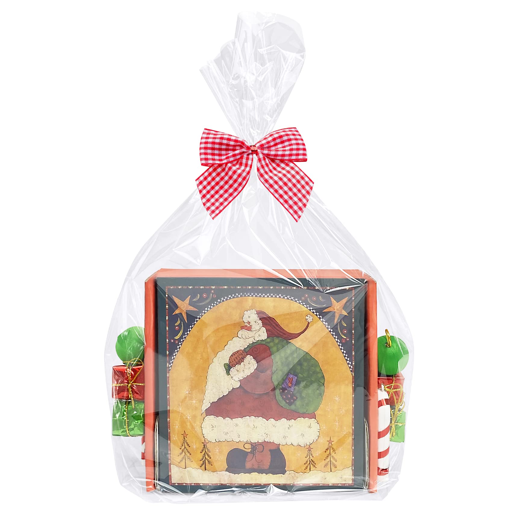 Morepack Flat Bottom Cellophane Bags,100Pcs 10x4x14 Inches Clear Flat Bottom Cello Treat Cellophane Gift Bags with Twist Ties,for Cookie, Candy (No Side Gusset)