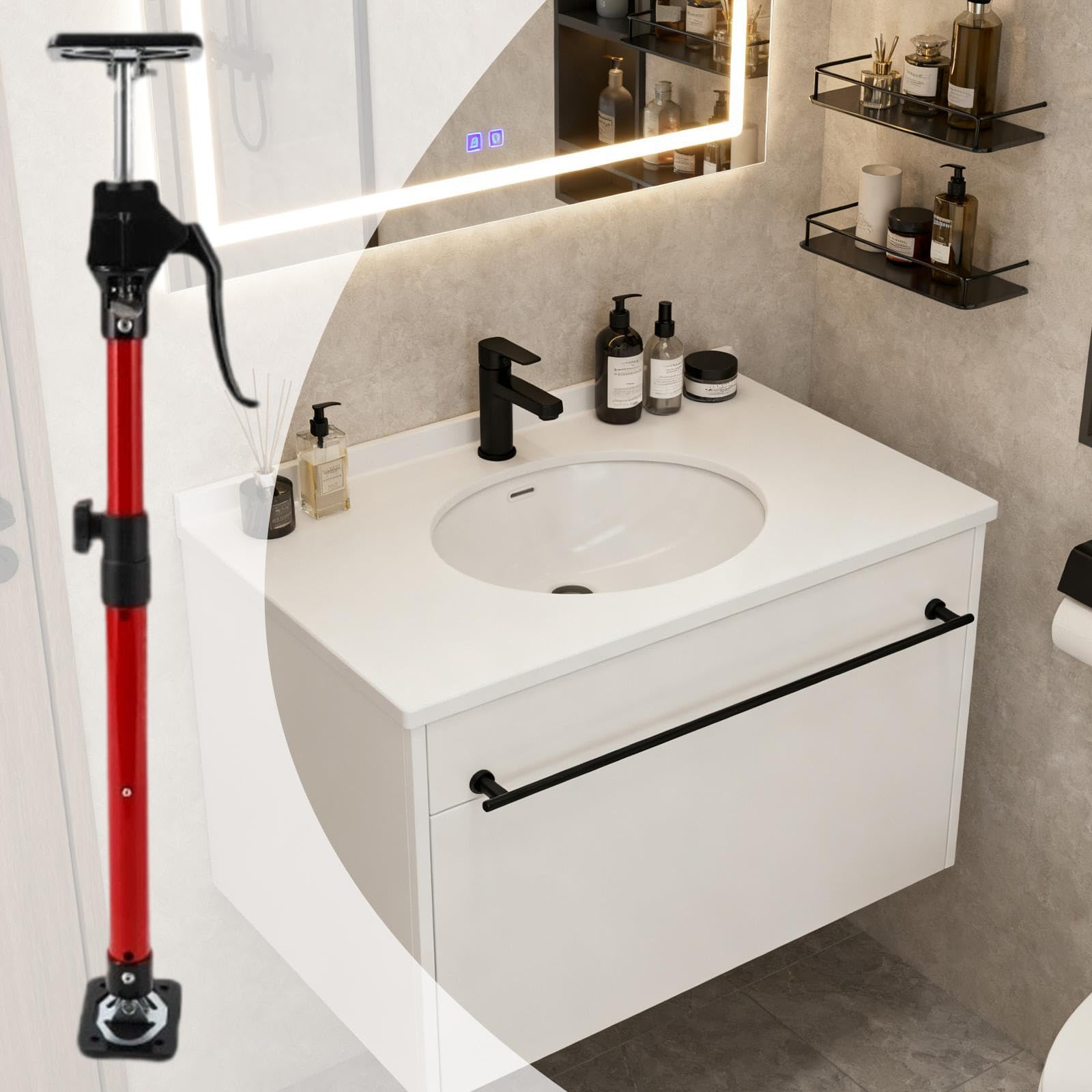 Schrankheber – Robuste, Langlebige Und Vielseitige Konstruktion mit Ausziehbarer, Verstellbarer Stützstange Zum Anheben von Trockenbauwänden, 60 Cm bis 115 Cm