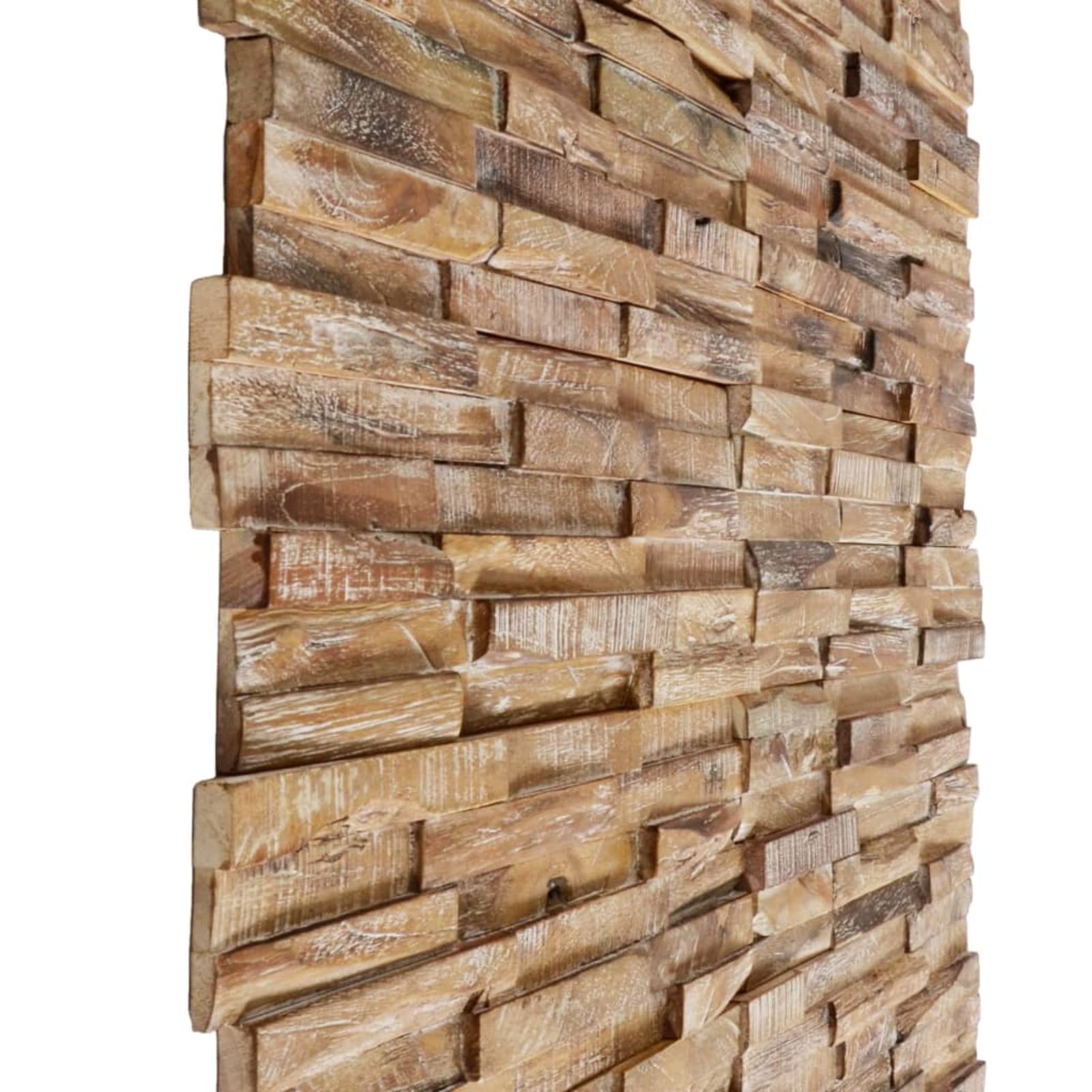 Homgoday Panele ścienne 3D 10 sztuk drewno tekowe 1,01 m² panele ścienne z cegły, tapeta z cegły 3D panele dekoracyjne na ścianę