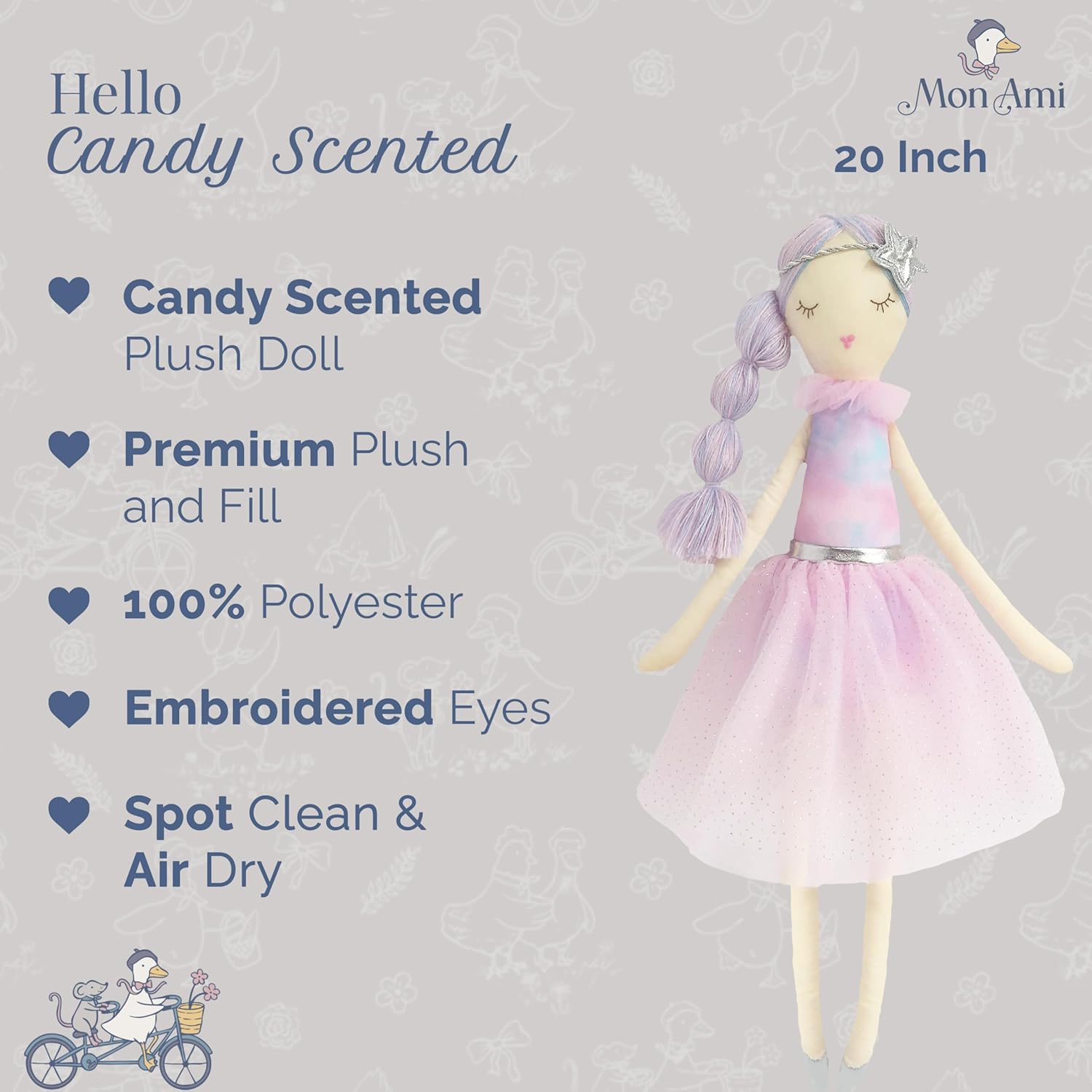 MON AMI Candy Scented Designer Plush Doll – 20 Inches Fun & Adorable Stuffed Toy | Sweetly Fragranced Plush Doll for Play, Collecting & Room Décor | Cute Huggable Gift for All Ages - Image 2