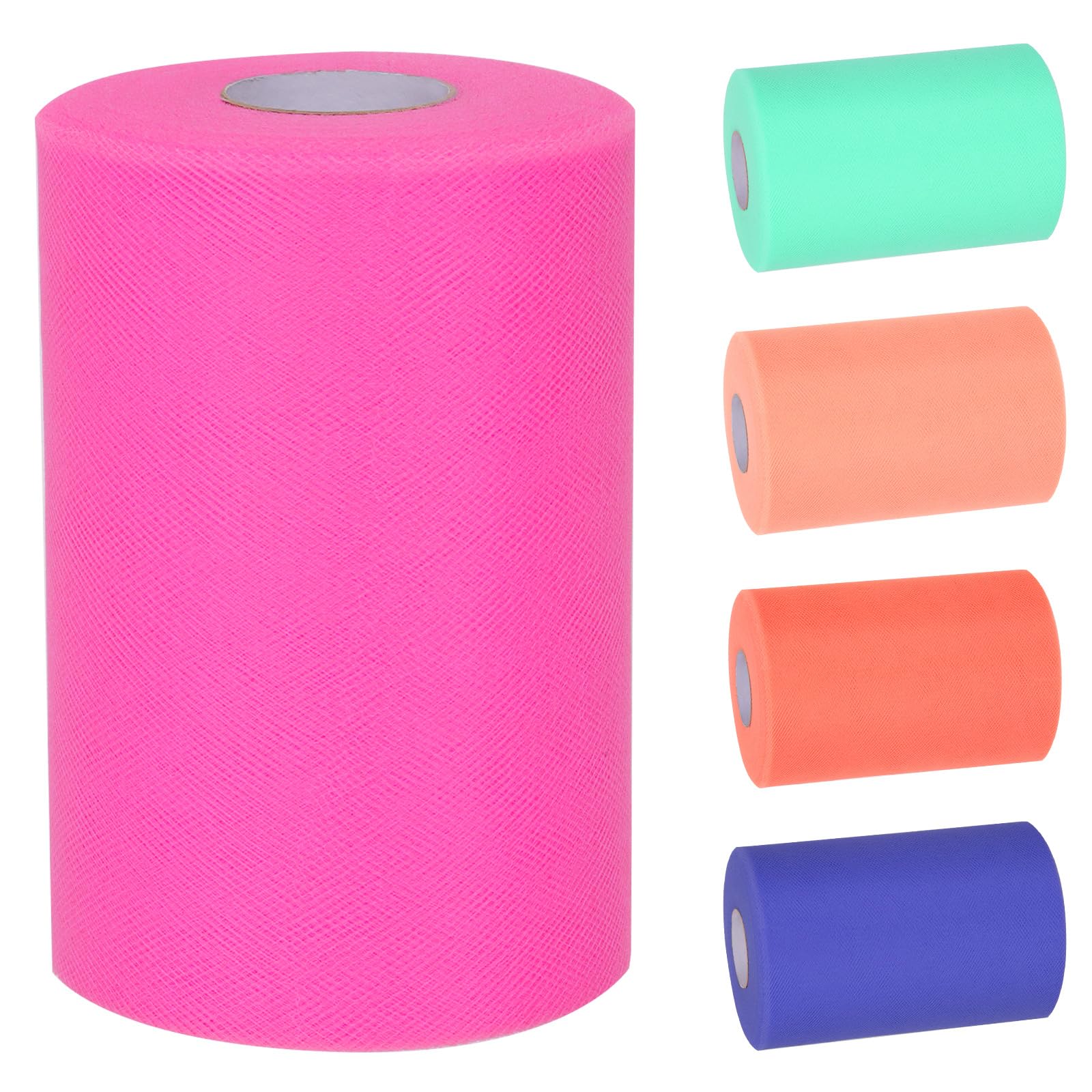 Tanstic 1Pcs Blush Tulle Fabric Roll, 6 Inch x 100 Yards Tulle Ribbon Spool Fabric Tulle Roll for DIY Tutu Bow, Birthday Party Wedding Decorations