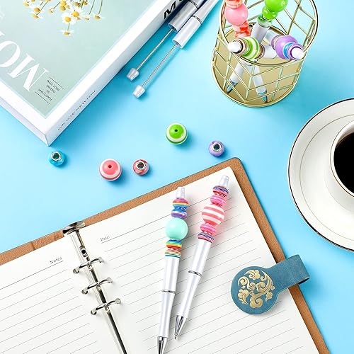 Miniatura 4 de Crtiin Kit de 100 bolígrafos de cuentas para bricolaje, 50 cuentas, con 50 repuestos, suministros escolares, accesorios de oficina, artículos