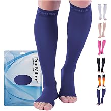 Doc Miller Open Toe Compression Socks 8-15 mmHg, Knee High Toeless Compression Stockings for Women & Men, Mild Support Hose for Swelling, Varicose Veins, Shin Splints, Travel, Nurses & Pregnancy, Pair